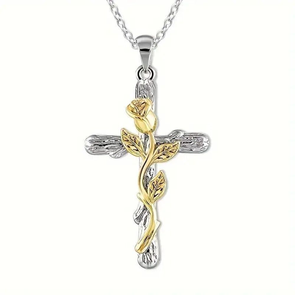 Cross and Chain with Rose Decoation